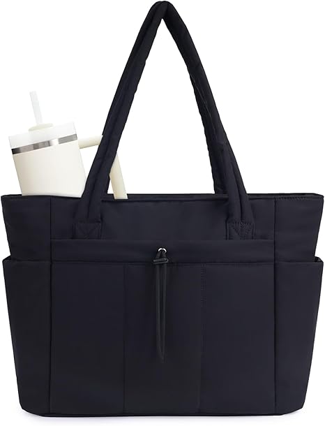 9 Puffer Tote Bag with Cup Holder
